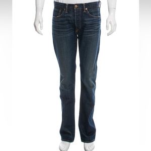 Men's dark wash blue NSF five-pocket Straight Fit jeans